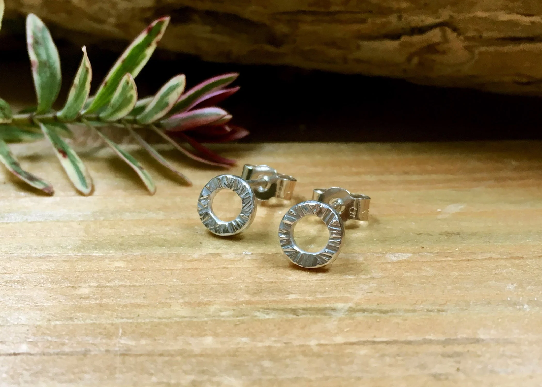 Silver Tree Bark Earrings