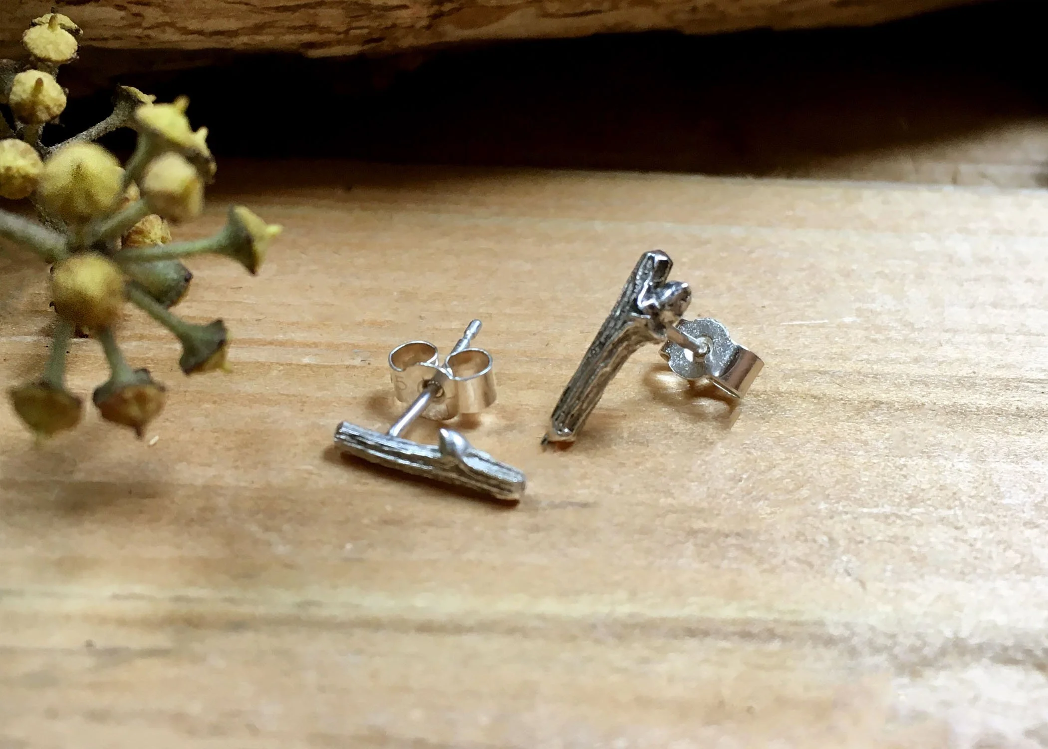 Silver Twig Earrings