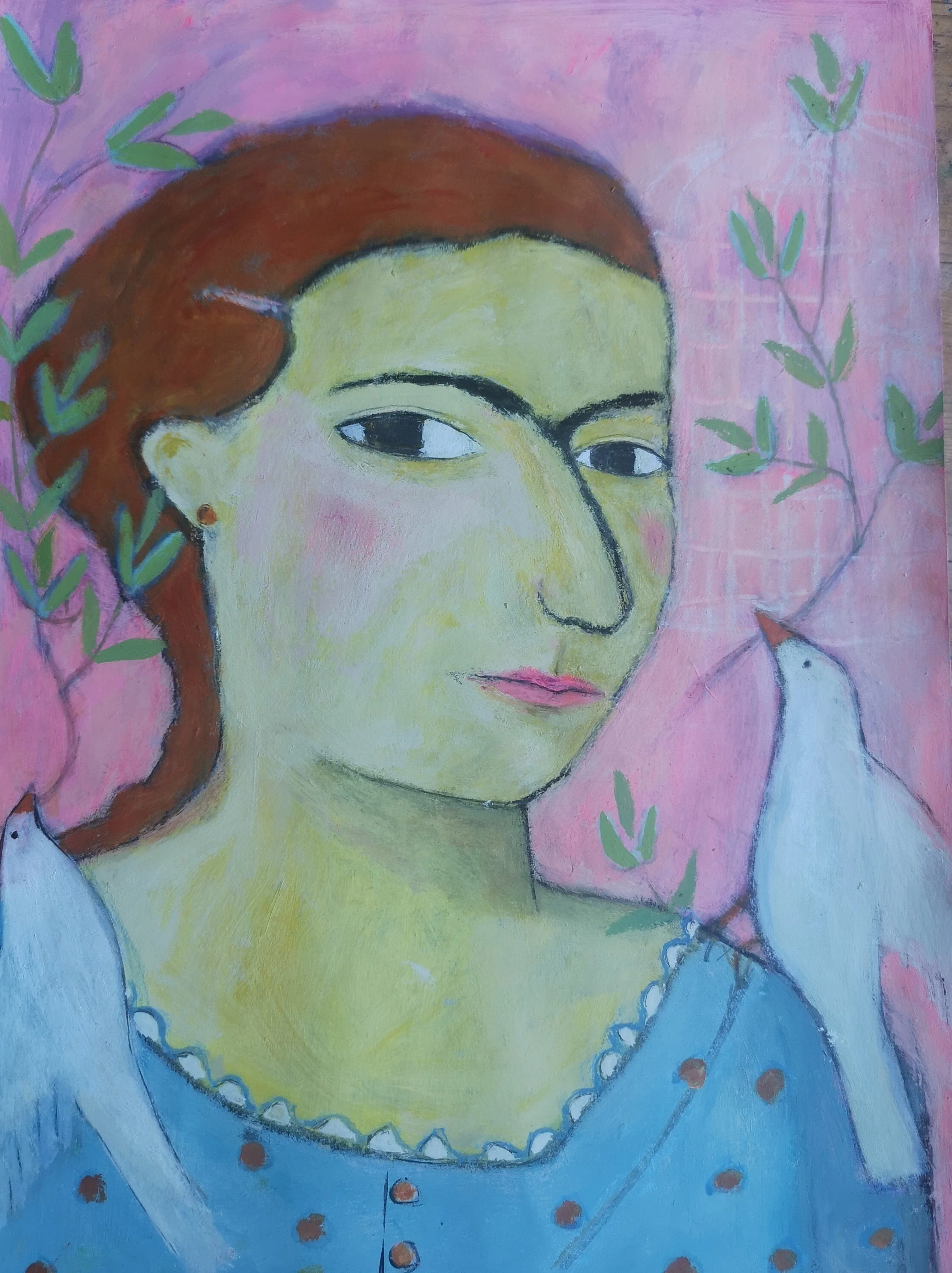 'The Birds of Peaceful Negotiation' Mixed Media Framed size 43cm x 52cm