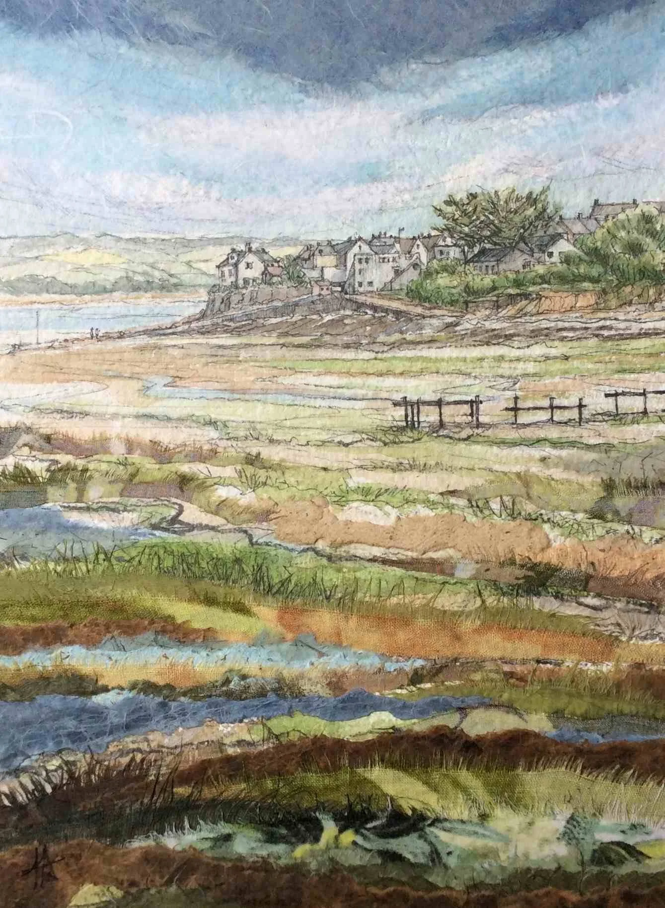 'Water’s Reach' Original Collage and Mixed Media. Framed size: 51cm x 42cm (Image: 30.5 x 22.5cm) 