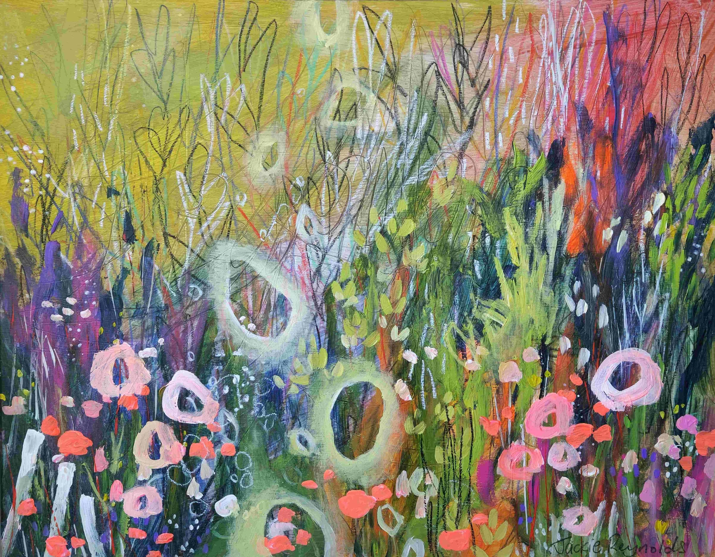 'Among Shades and Shadows' Acrylic and Mixed Media Framed size- 48cm x 38cm