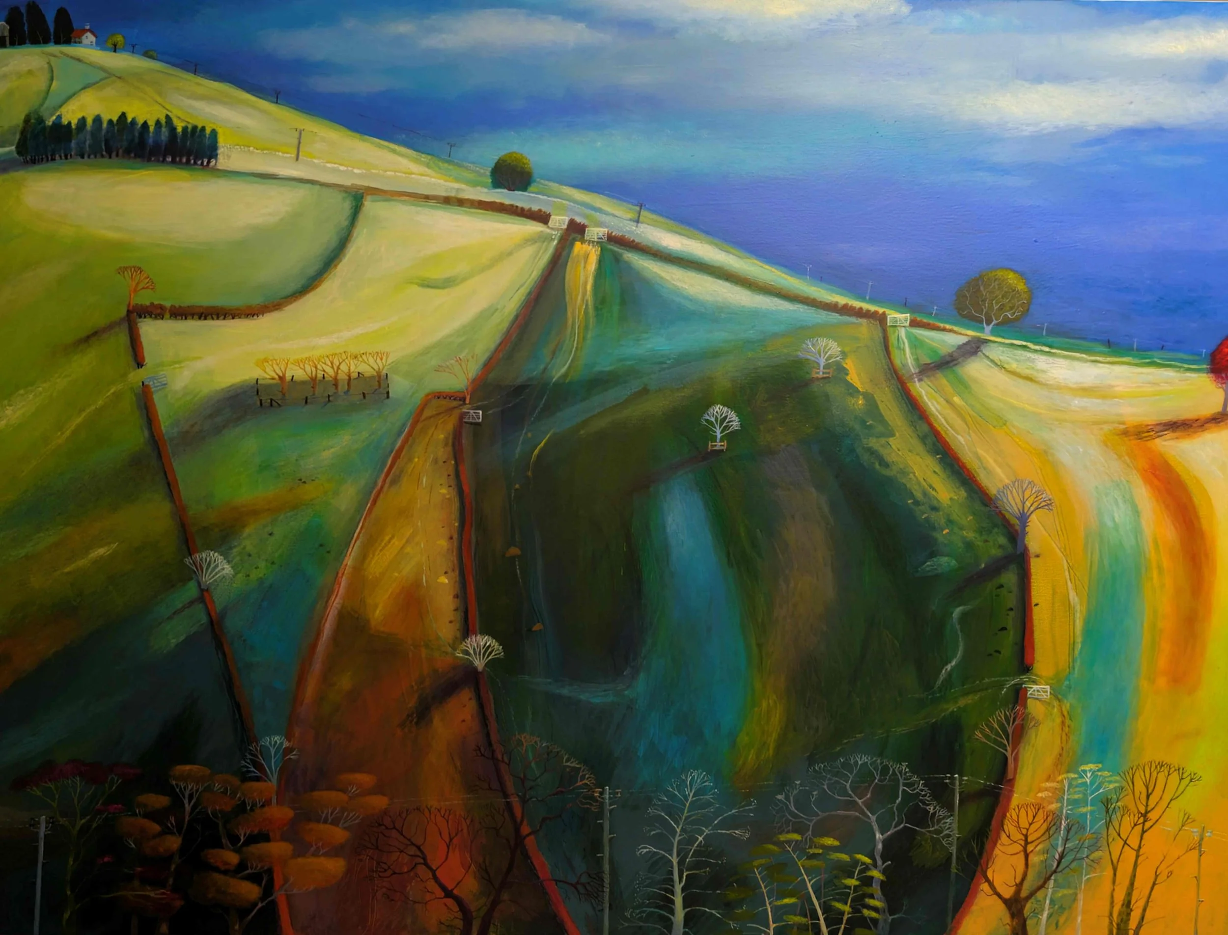 'Honey Hill' - Acrylic on canvas. Framed size - 106cm x 81cm.