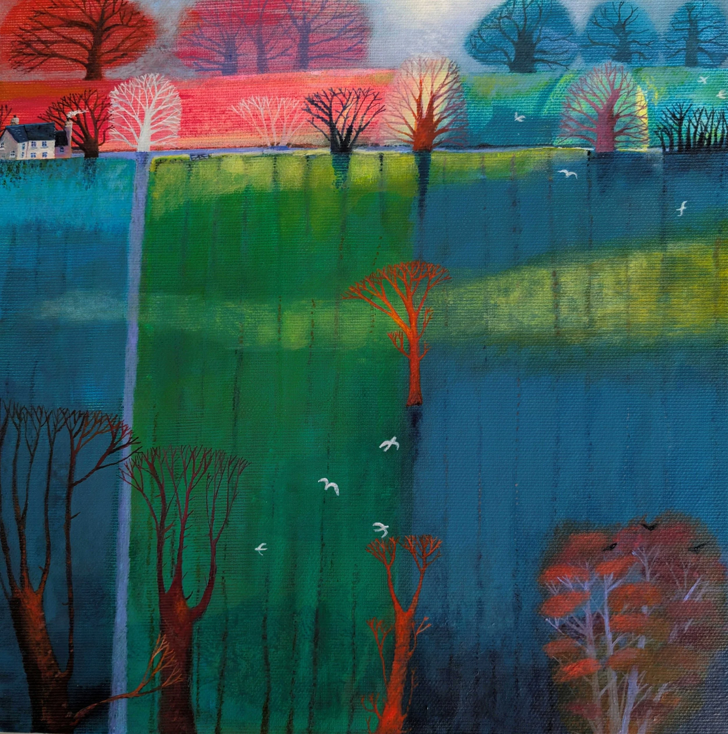 'Quiet Morning' - Acrylic on canvas. Framed size - 37cm x 37cm.