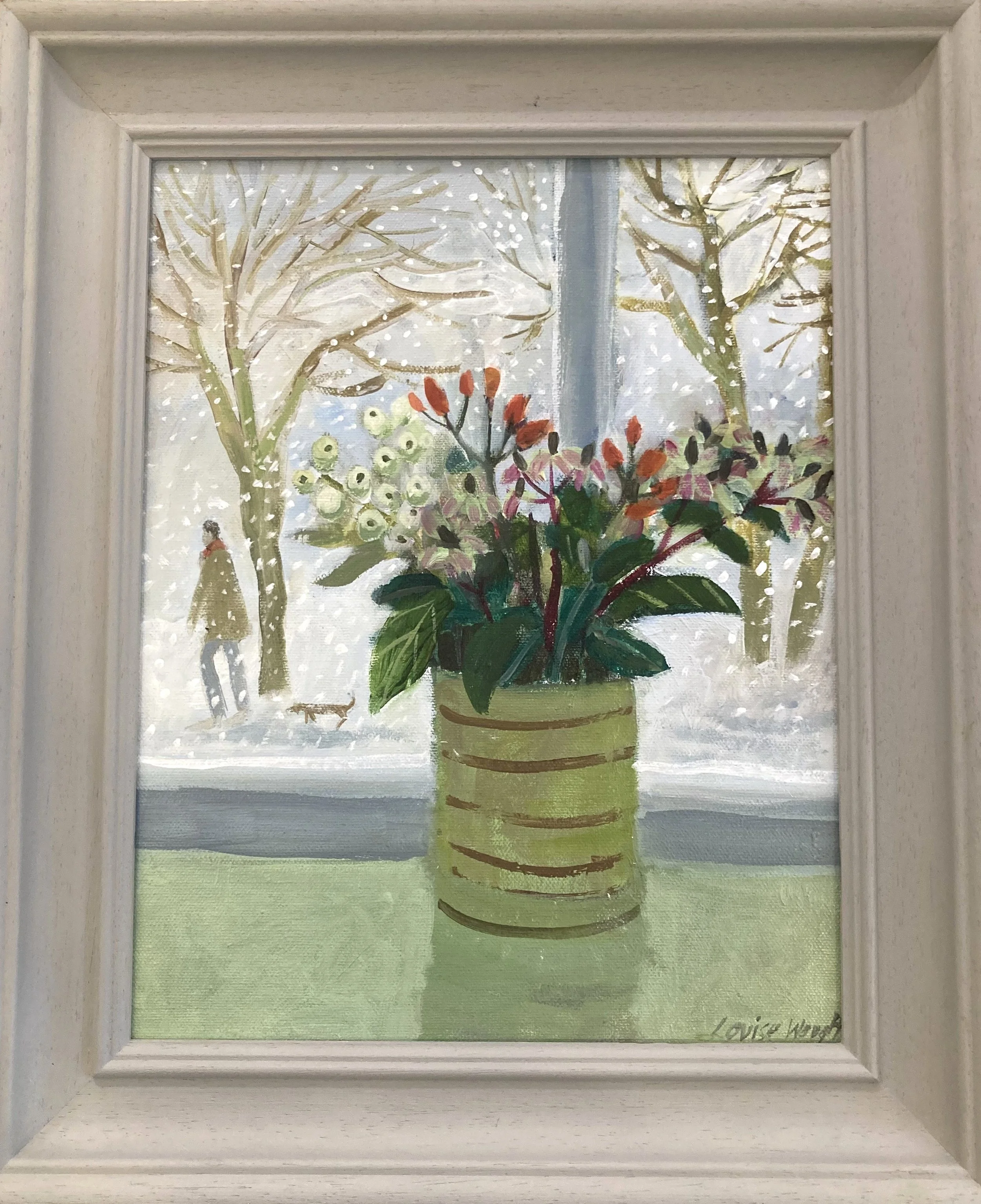 'Out in in the Snow' Acrylic. Framed Size - 37cm x 44cm (image size - 34cm x 26cm)