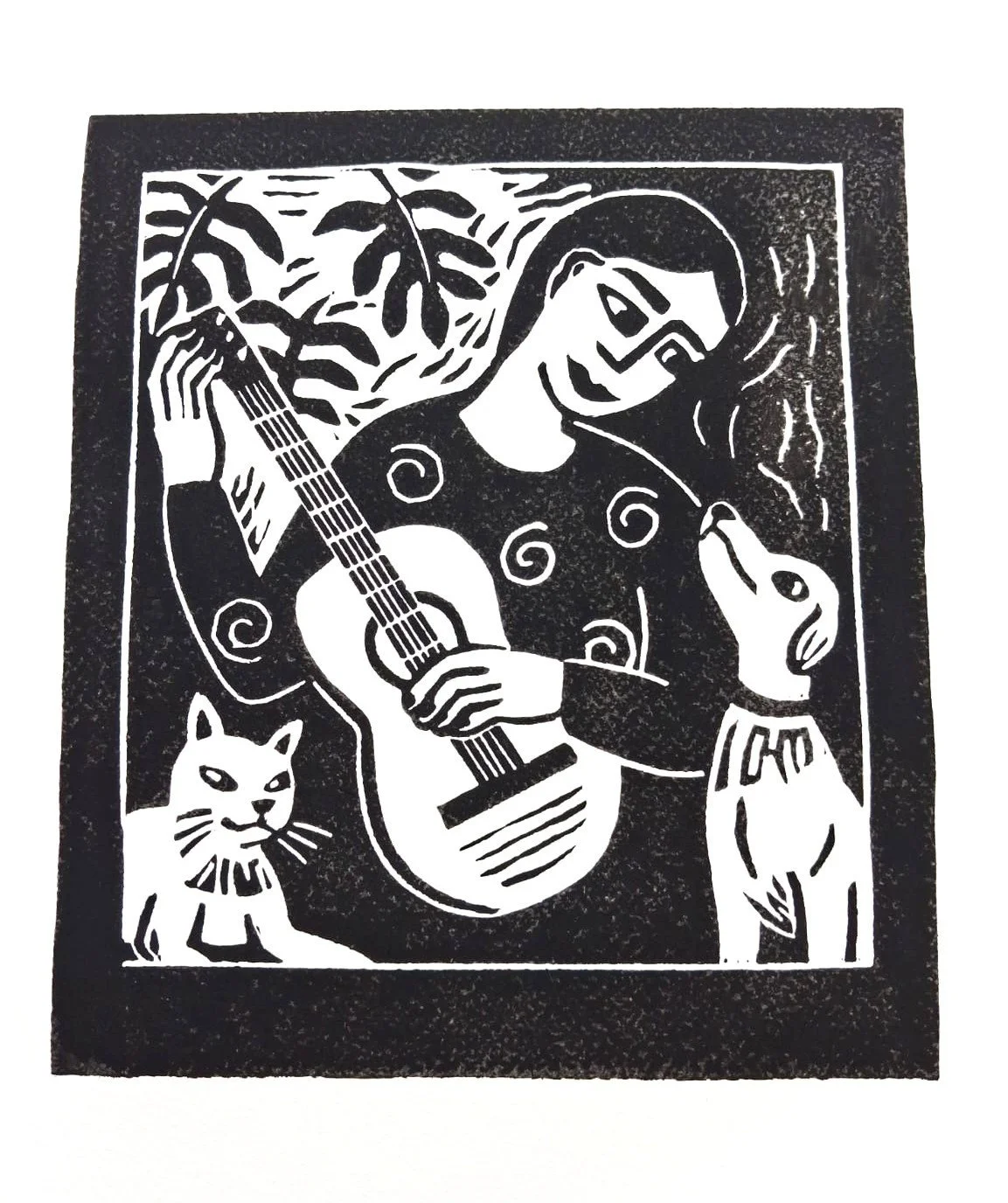 'The Guitarist' Limited Edition Original Signed Lino Print