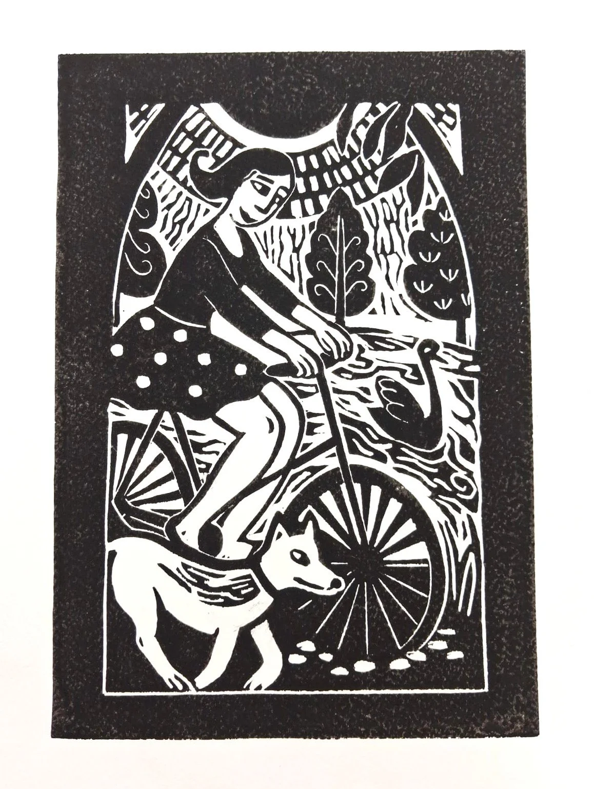 'The Cyclist' Limited Edition Original Signed Lino Print