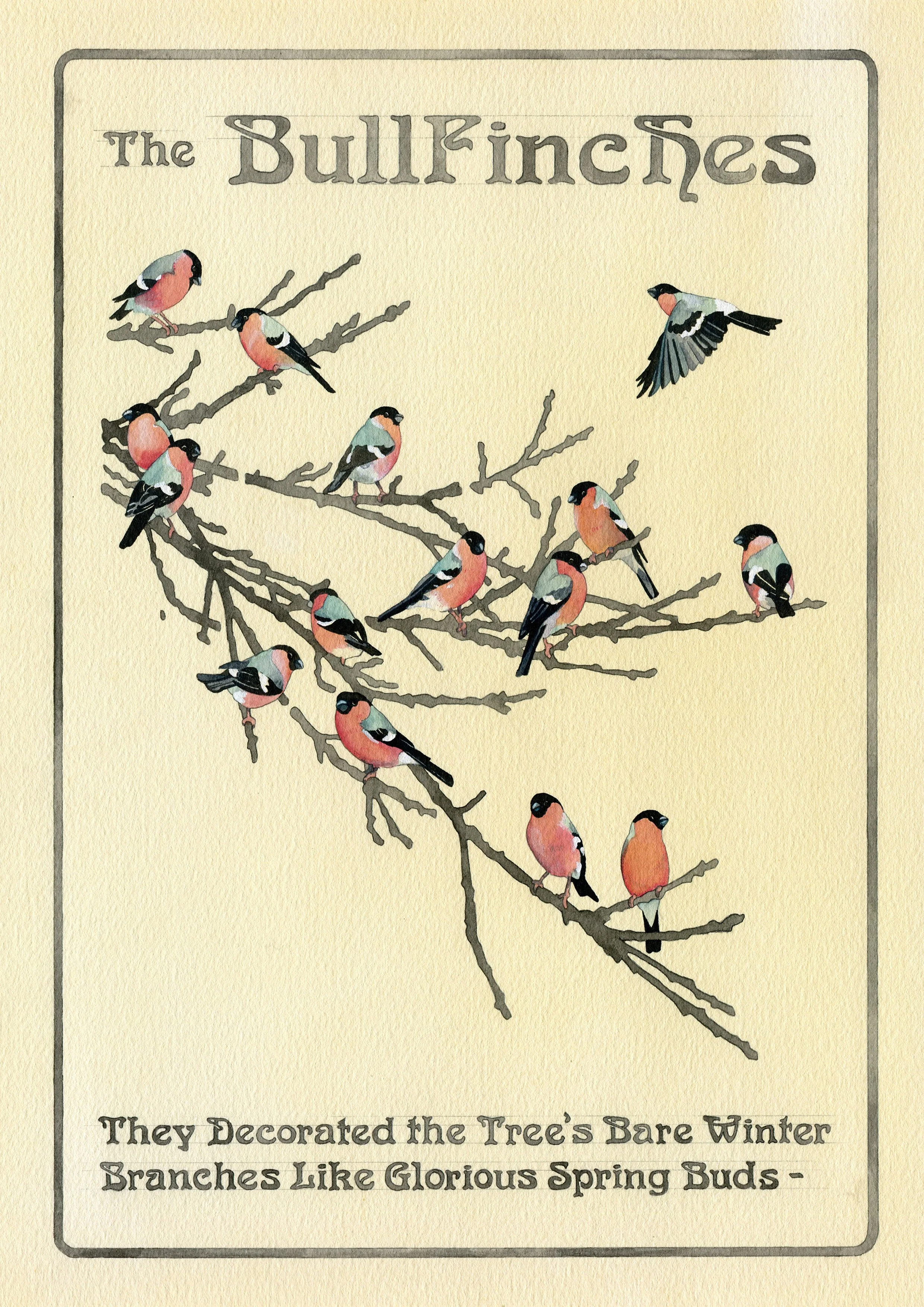 'Bullfinches' Giclee Print 20cm x 29cm