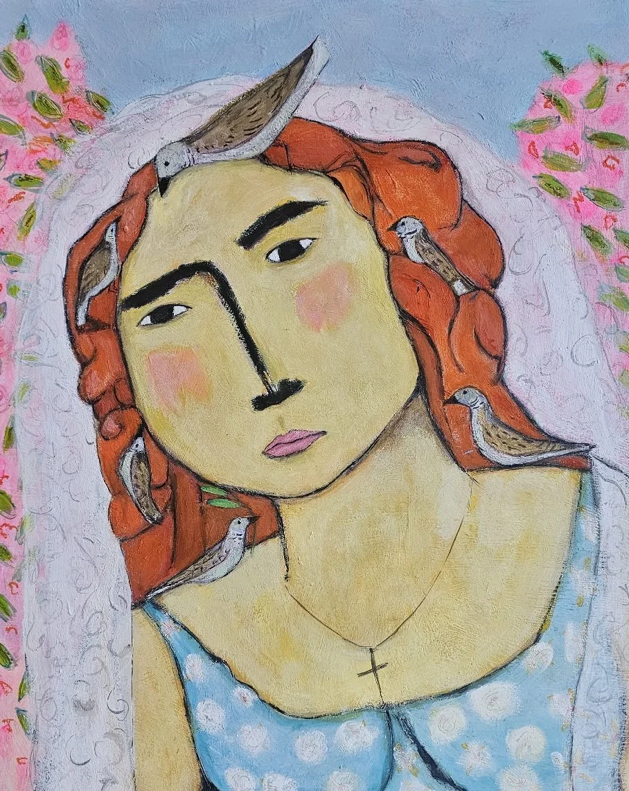 'Young Bride listening to her wise birds' - £395