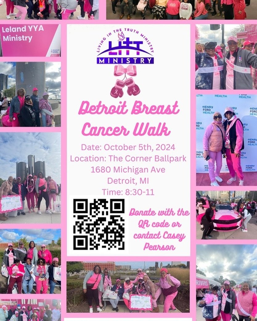Join Leland&rsquo;s Youth/Young Adult (LITT) Ministry on October 5, 2024, for the Annual American Cancer Society Breast Cancer Walk. This family-friendly, non-competitive 3-mile walk (with a 1-mile turnaround option) will take you through Detroit&rsq
