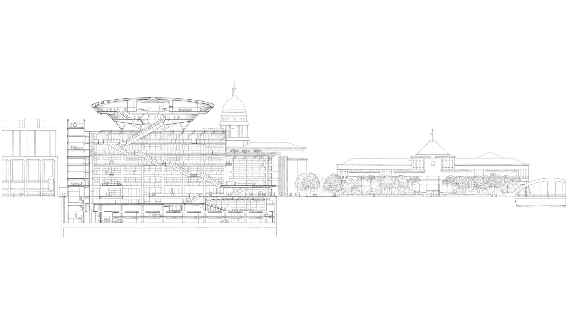 Elevation drawing of the Supreme Court Building, image courtesy Foster + Partners website