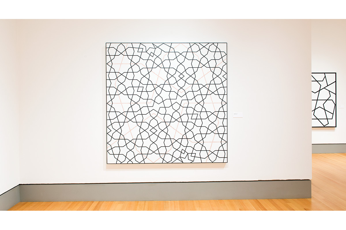 Foreground: Topkapi XXI. 2012. Acrylic on canvas. 72 x 72 in., 182.9 x 182.9 cm. Background: Topkapi XII. 2011. Acrylic on canvas. 60 x 43 in., 152.4 x 109.2 cm.
