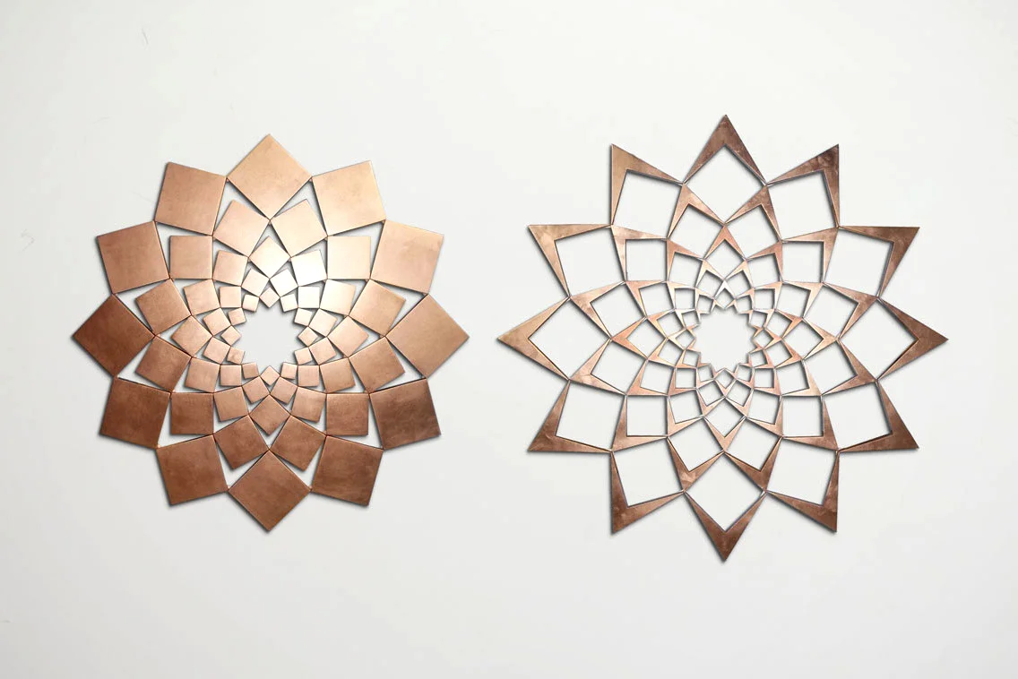 Saida XIX: Copper Leaf 2013. Copper leaf on wood. 42 x 81 in., 106.7 x 205.7 cm.