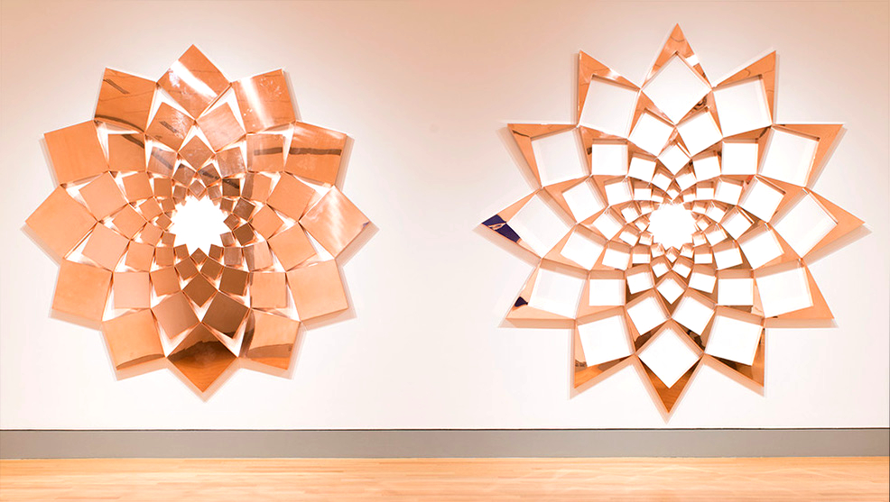 Saida III: Iridescent Copper 2013. Copper-plated steel, 132 pieces. 144 x 300 in., 365.8 x 762 cm.