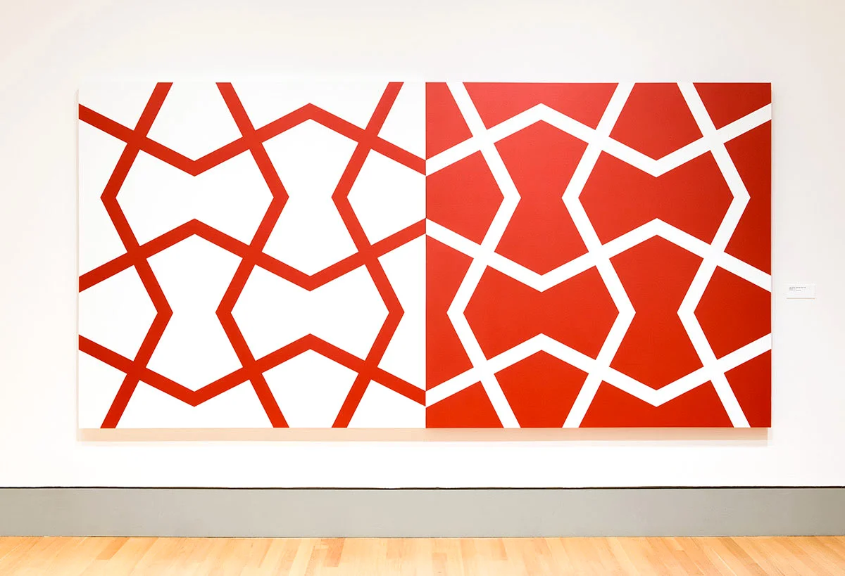 Jali XXVI: Red and White 2011. Acrylic on 2 canvases. 72 x 144 in., 182.9 x 365.8 cm.