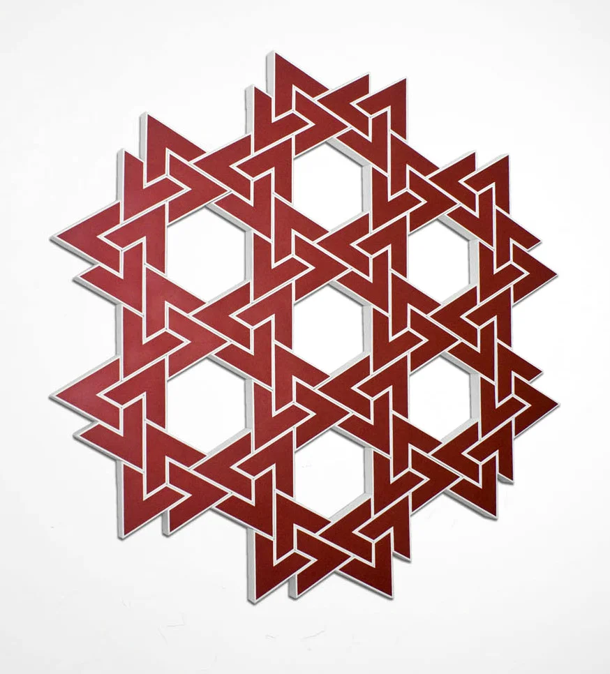 Mizan X: Sashay Red 2011. Acrylic on 72 interconnected canvases. 72 x 72 in., 182.9 x 182.9 cm.