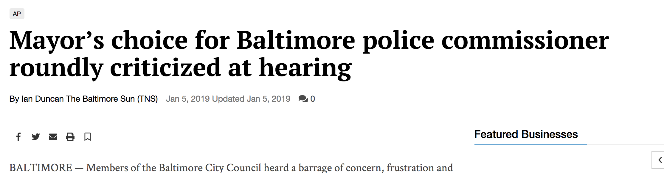 Mayor’s choice for Baltimore police commissioner roundly criticized at hearing