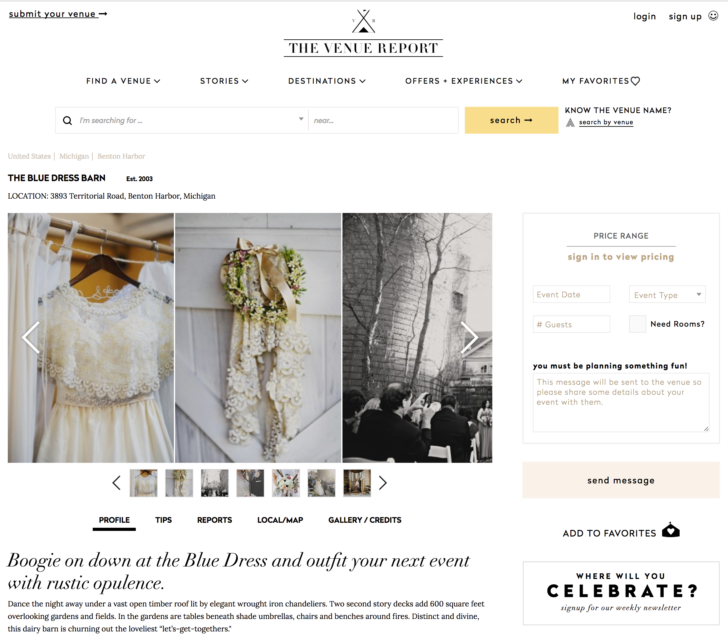 The Venue Report Features The Blue Dress Barn The Blue Dress Barn