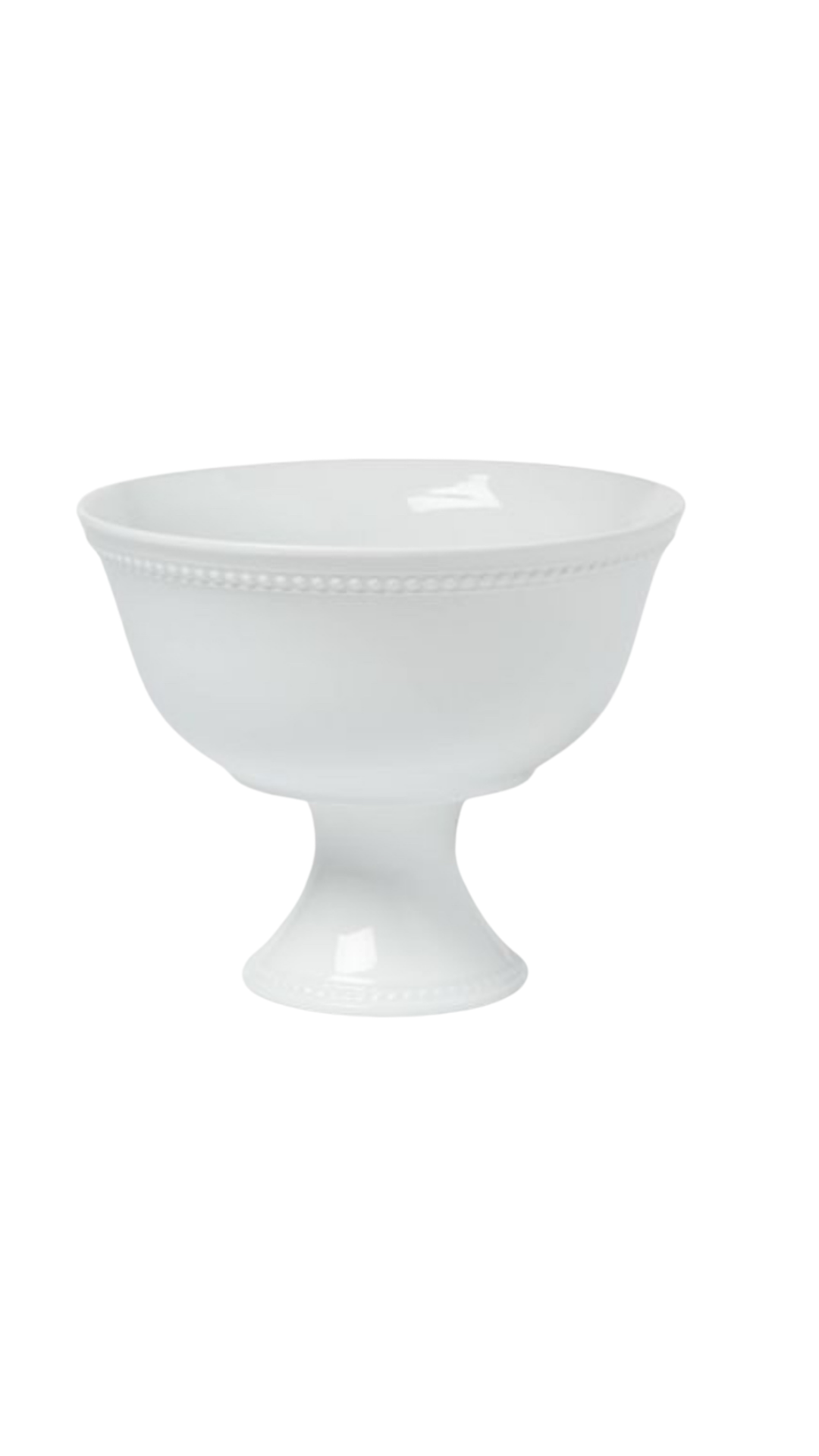 White Beaded Pedestal Bowl