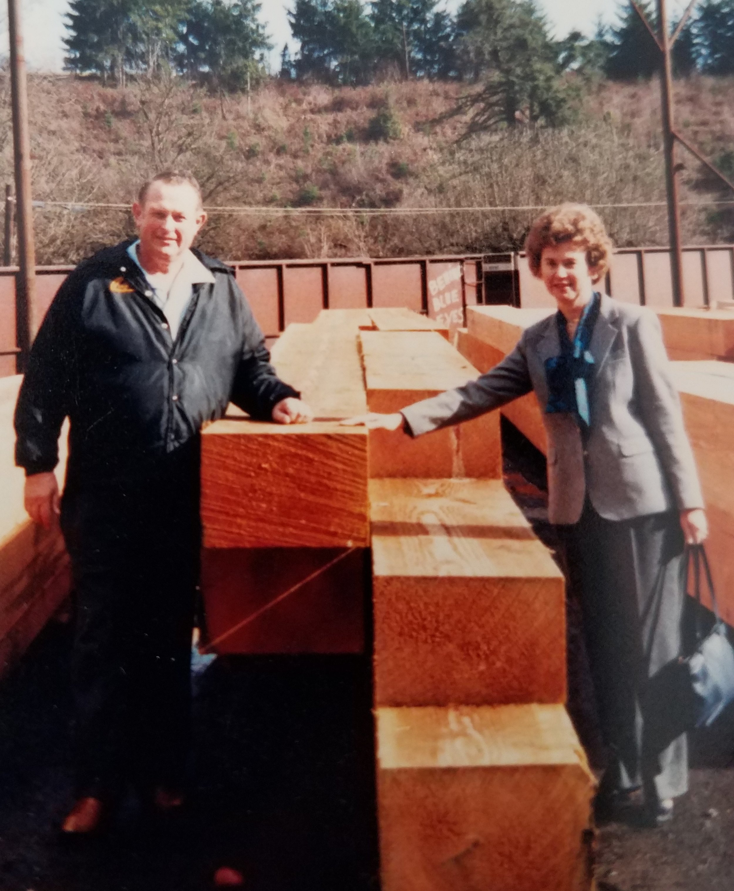 Chuck and Pat Scheuneman touring Torgeson Forest Products, Oregon.