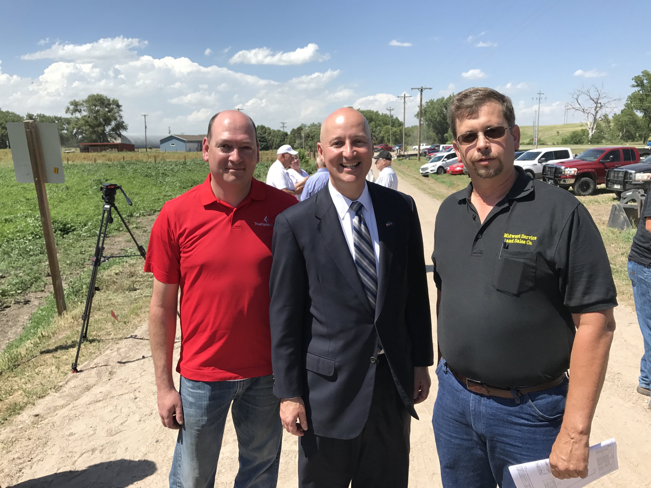 From left - Keith Stroud, True North Steel, Gov. Pete Ricketts, Terry Scheuneman, president Midwest Service and Sales Co.