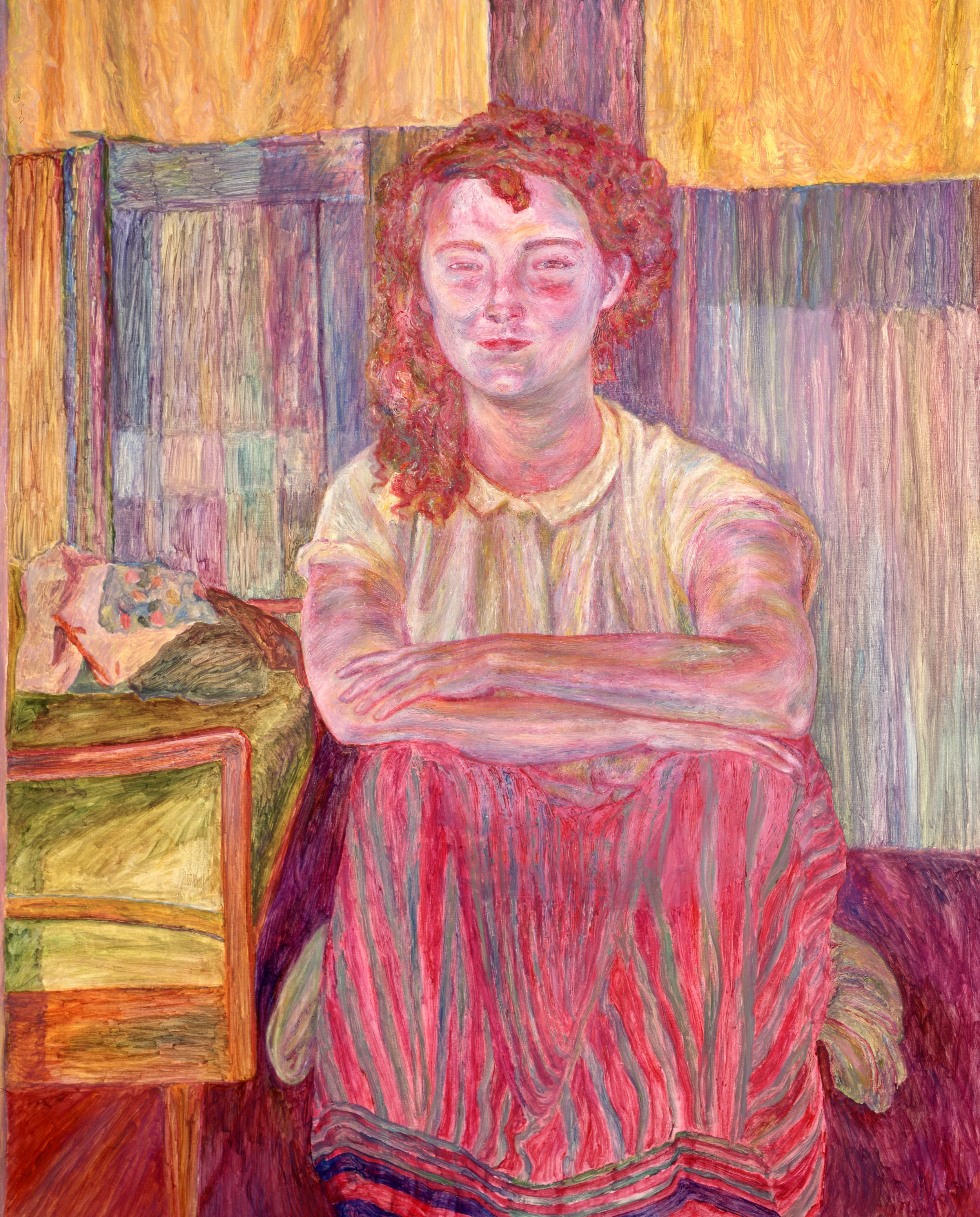 Woman in a Striped Skirt