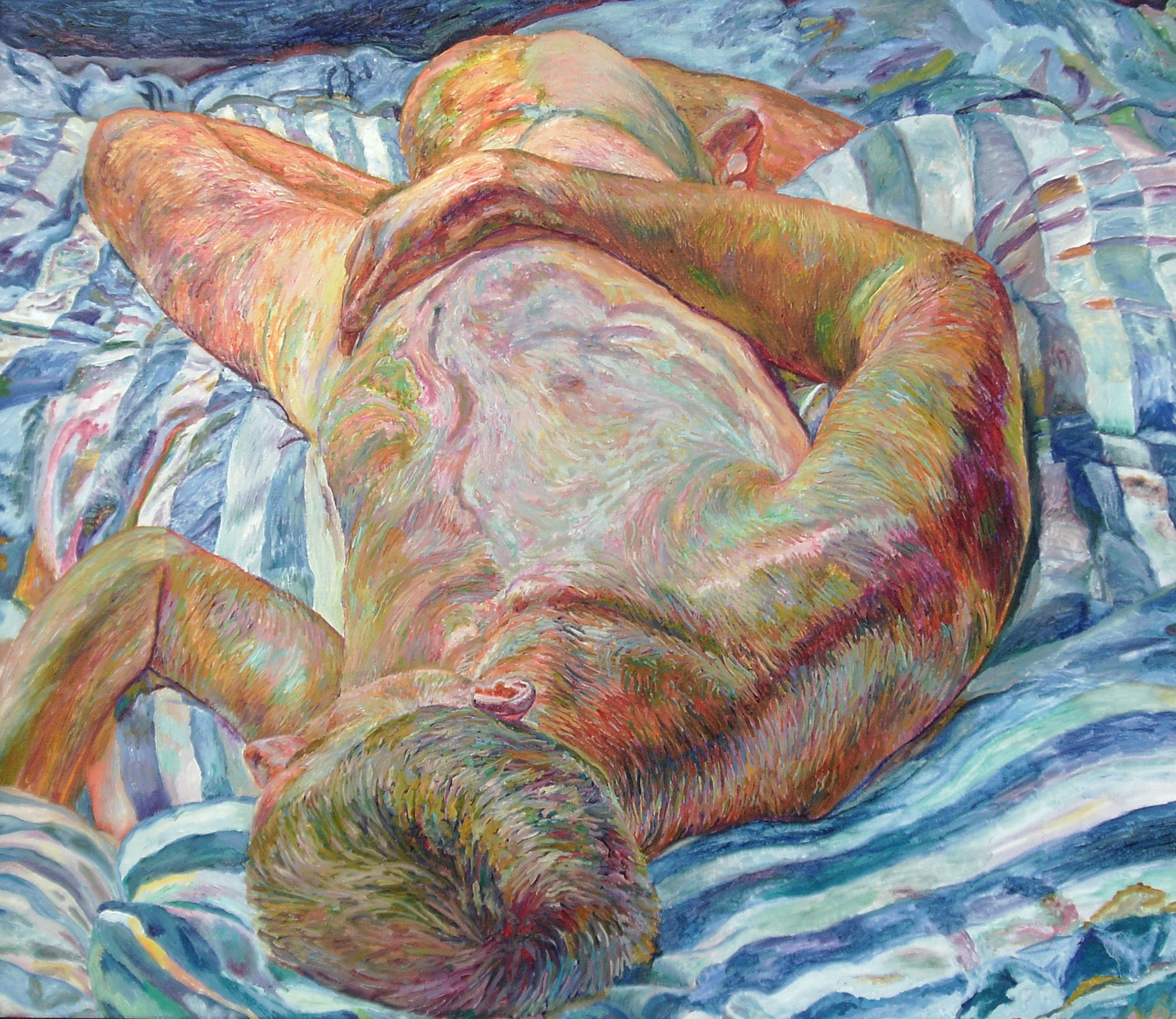 Man on a Striped Sheet