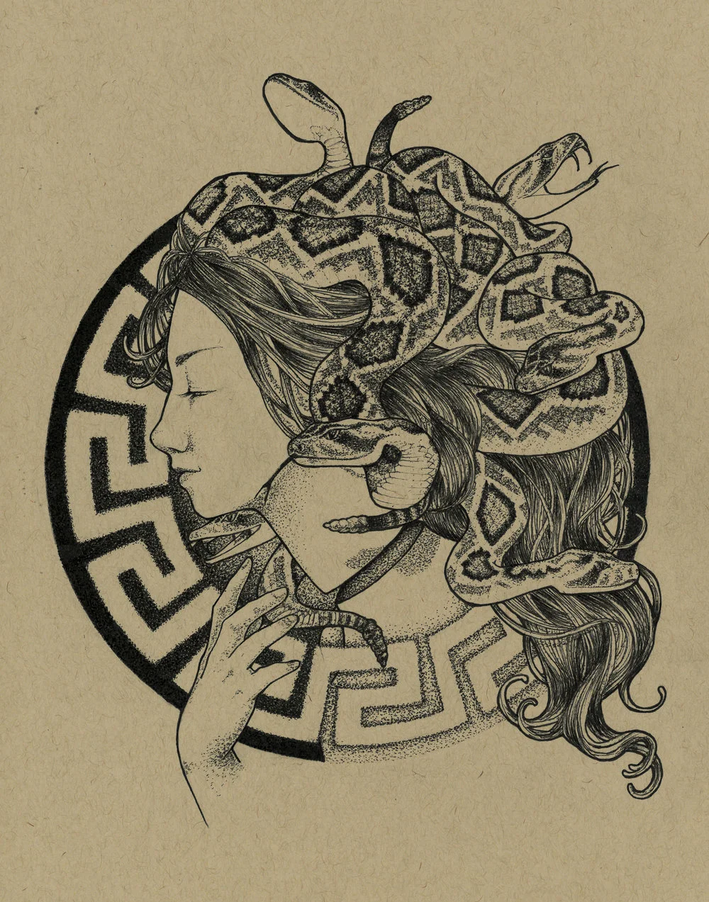 The Gorgoneion . ink on toned paper