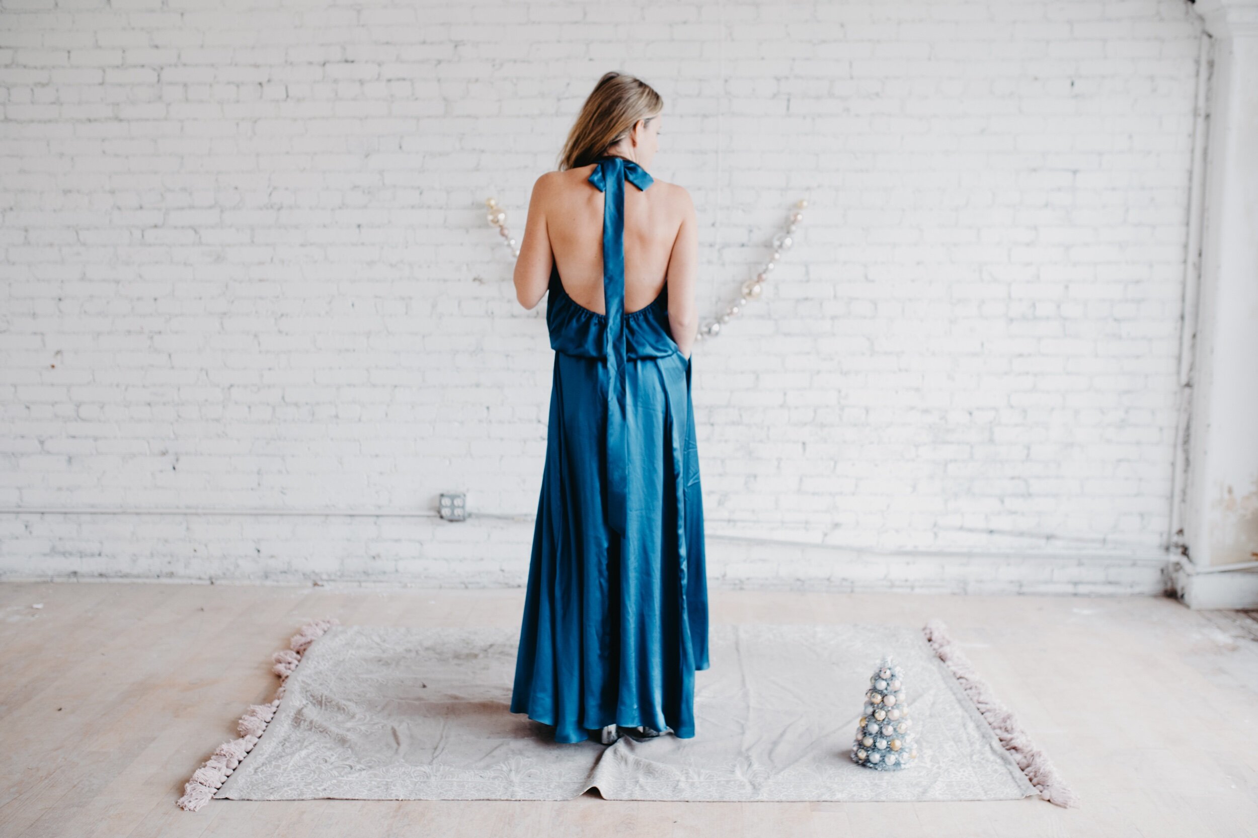 backless satin midi dress Jasmin Satin Halter Maxi Dress
