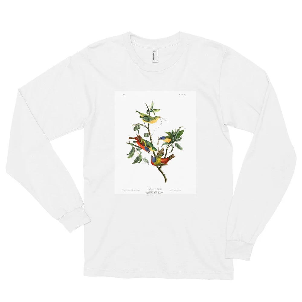Painted-Bunting-The-Birds-of-America,-Long-Sleeve-Shirt_mockup_Front_Flat_White.jpg
