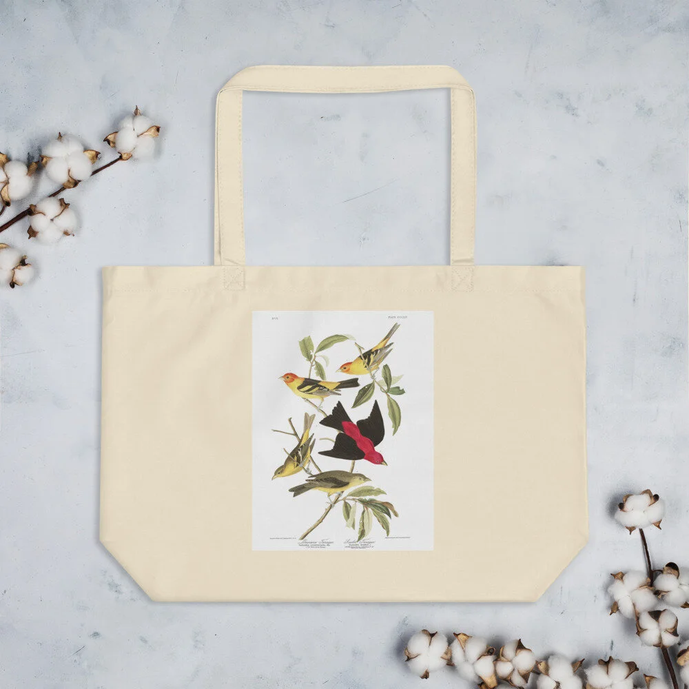 Western & Scarlet Tanager Organic Cotton Tote Bag