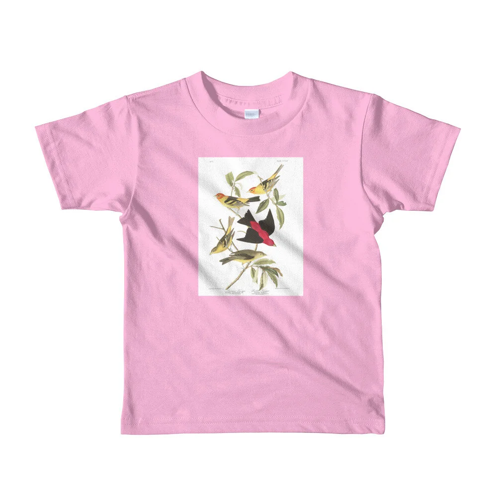 Louisiana--Scarlet-Tanager,-The-Birds-of-America,-Kids-T-Shirt_mockup_Front_Flat_Pink.jpg