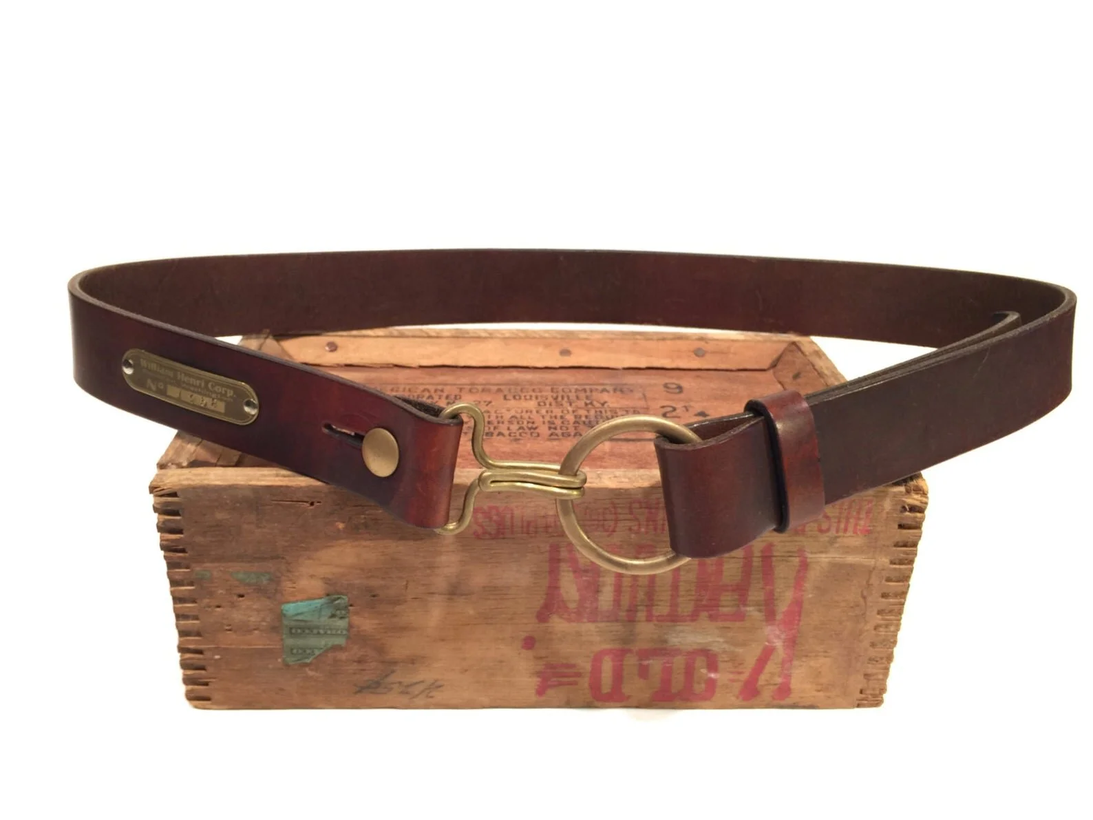 Leather Belt w Brass Harness Ring and Civil War Hook