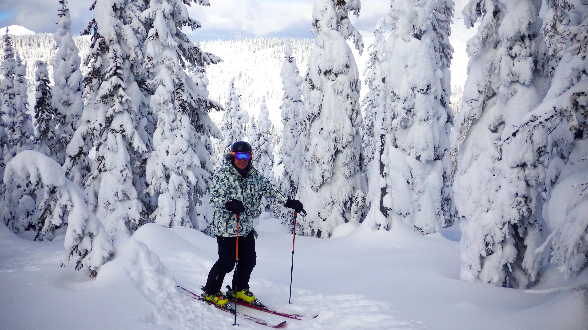 Brad among the snow covered trees of Big White
