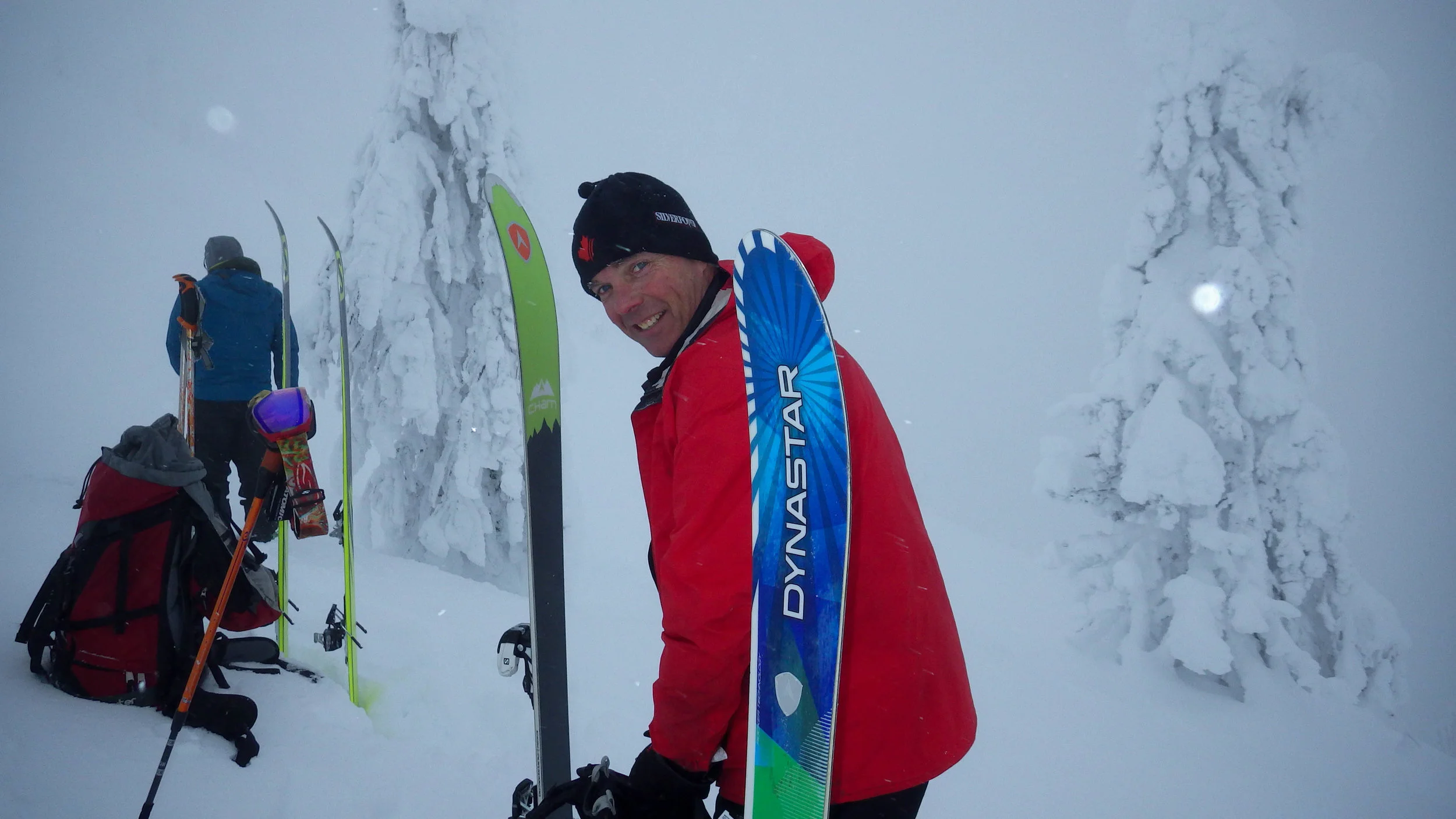 Getting ready to ski after skinning up at Whitewater