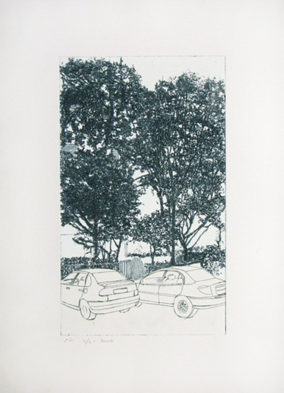 אלי דינר / מכוניות ועצים (2), הדפס, 2008