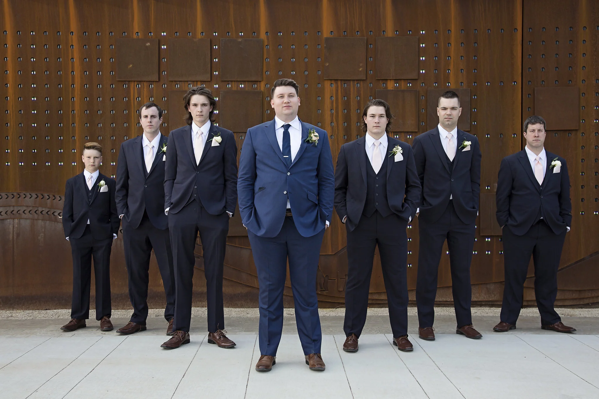 I loved the contrast of Josh's navy suit with the black ones the groomsmen wore.