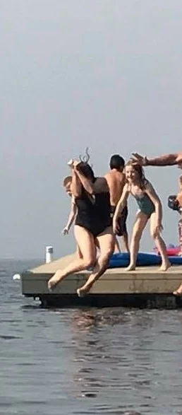 This is me air-jumping in life at a gorgeous lake near Kelowna in Canada but I’d never air-jumped in the 20 years of my first career.