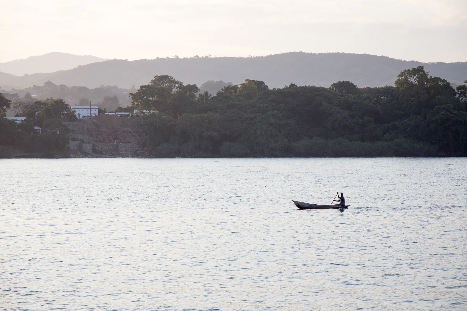 Wooden dugout canoes are a common sight on Lake Malawi.