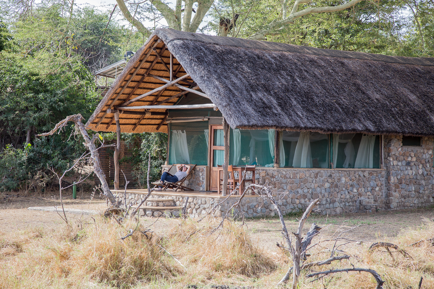  Our chalet at Mvuu Camp. We could watch the hippos eating grass in our front yard around midnight. 