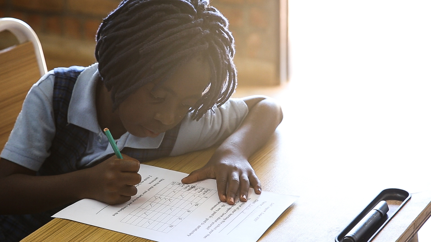  A student at Mzuzu Academy. Currently, about 25% of the students are on scholarships (funded by donations, Kwithu Kitchens, and the 75% of the students that are full-tuition). 