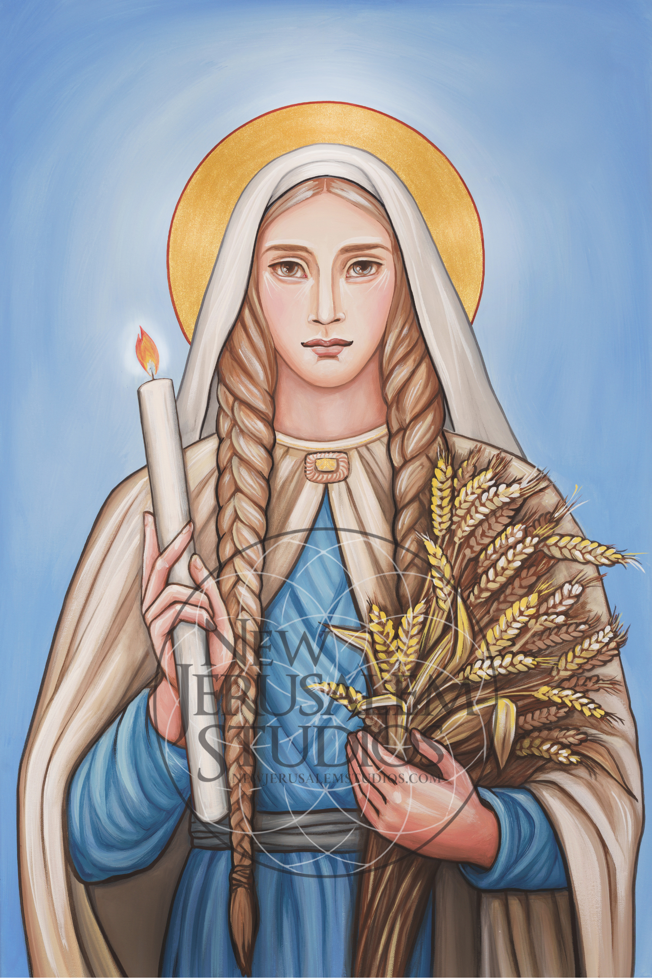 St Genevieve, original sacred art by Ruth Stricklin of New Jerusalem Studios