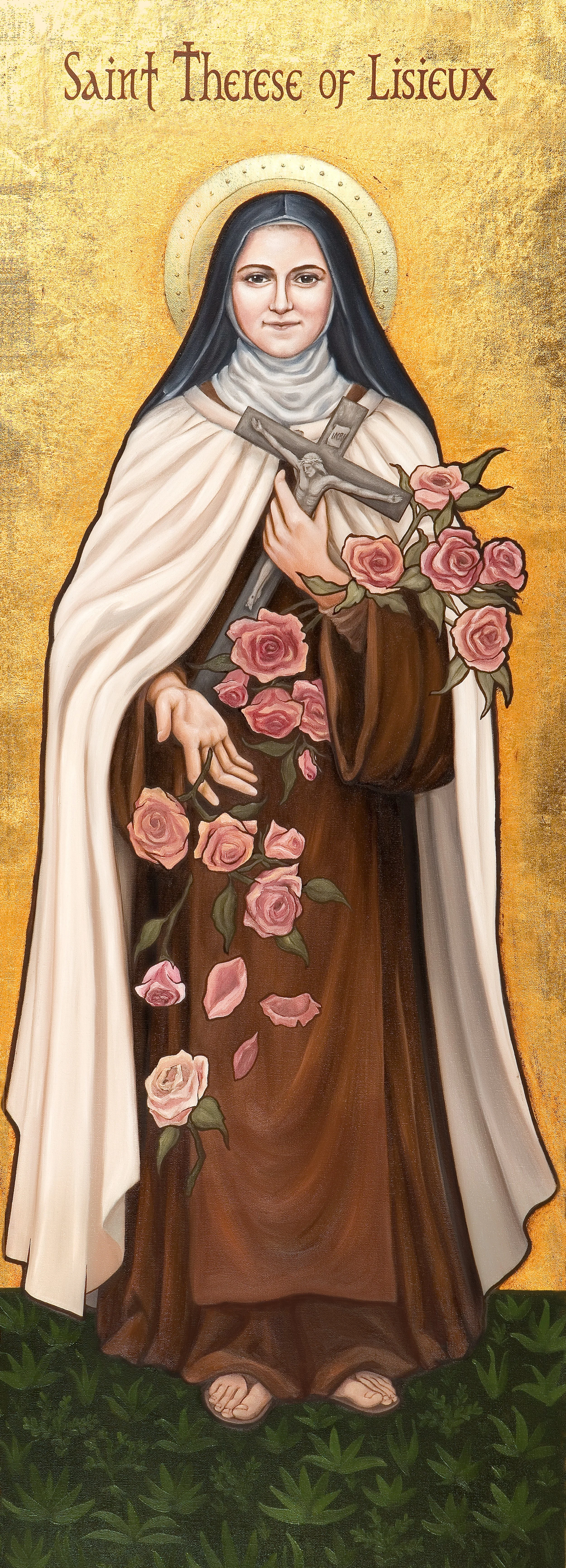St Therese of Lisieux, original sacred art by Ruth Stricklin of New Jerusalem Studios