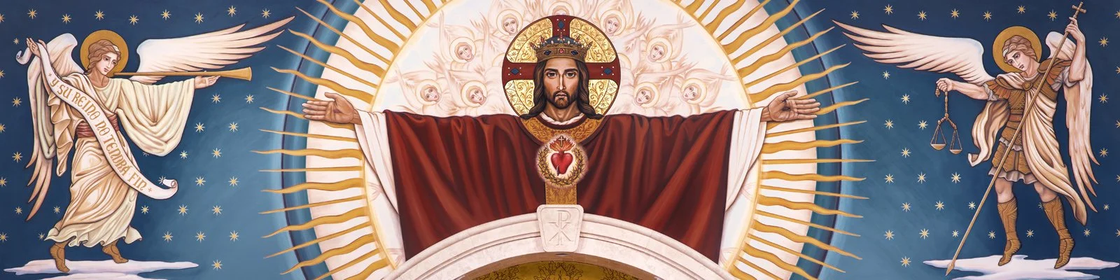CONFERENCE BACKDROP - Christ the King with Sacred Heart - 11 x 40 feet