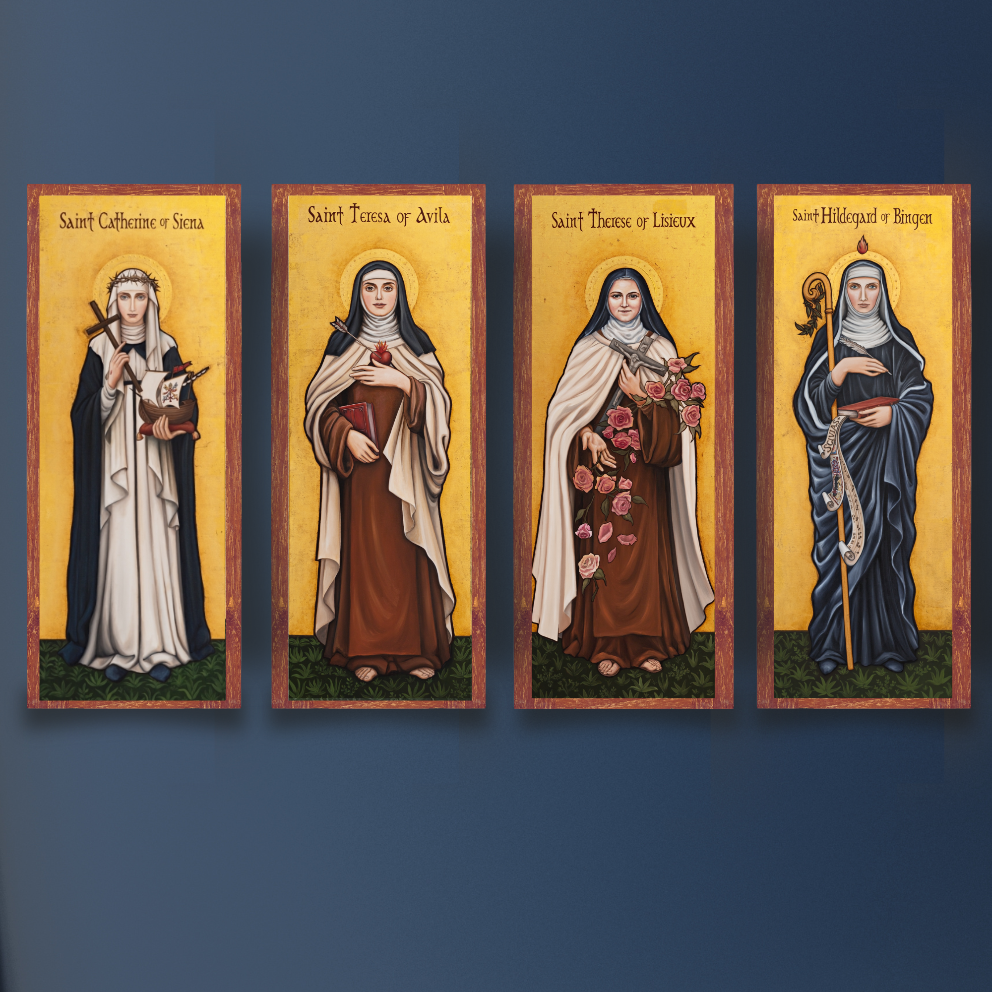 Women Doctors of the Church - Prints on Icon Boards - Set of 4