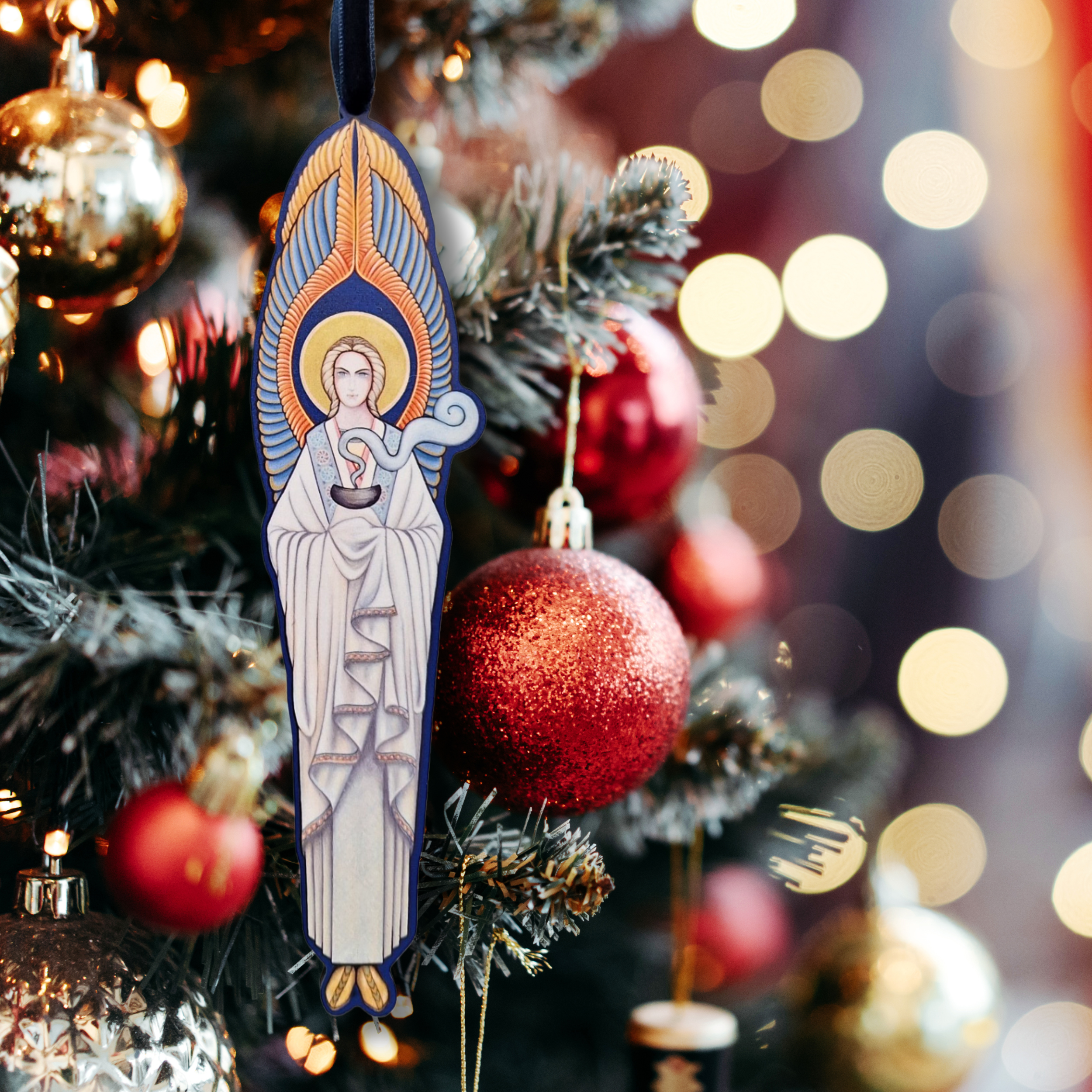 Incensing Angel - Right Plume - Wooden Christmas Ornament