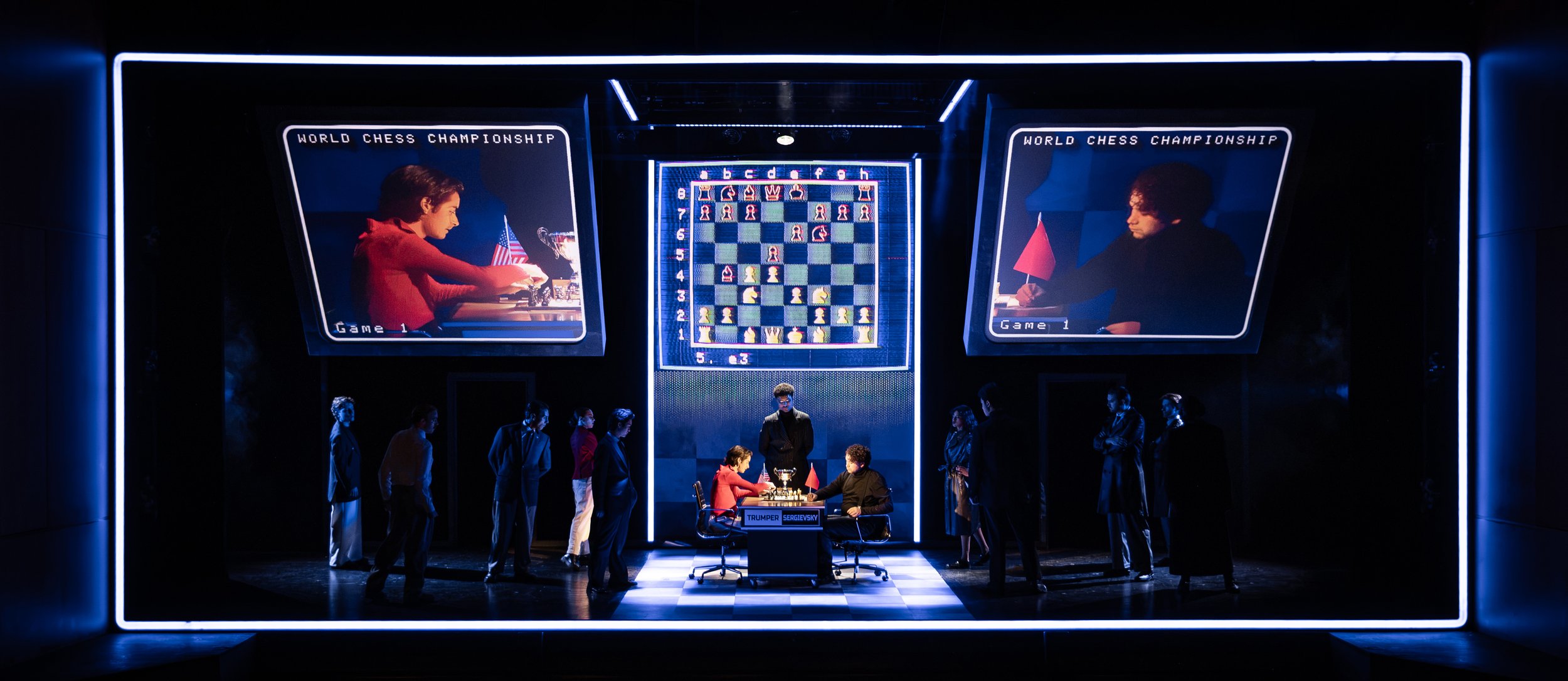   Chess   by Benny Andersson, Tim Rice, Björn Ulvaeus   Director: Bruce Guthrie  Choreographer: Ben Hartley  Set and Video Designer: Andrzej Goulding  Costume Designer: Sophia Pardon  Lighting Designers: Imogen Clarke, Rob Halliday  Sound Designer: M
