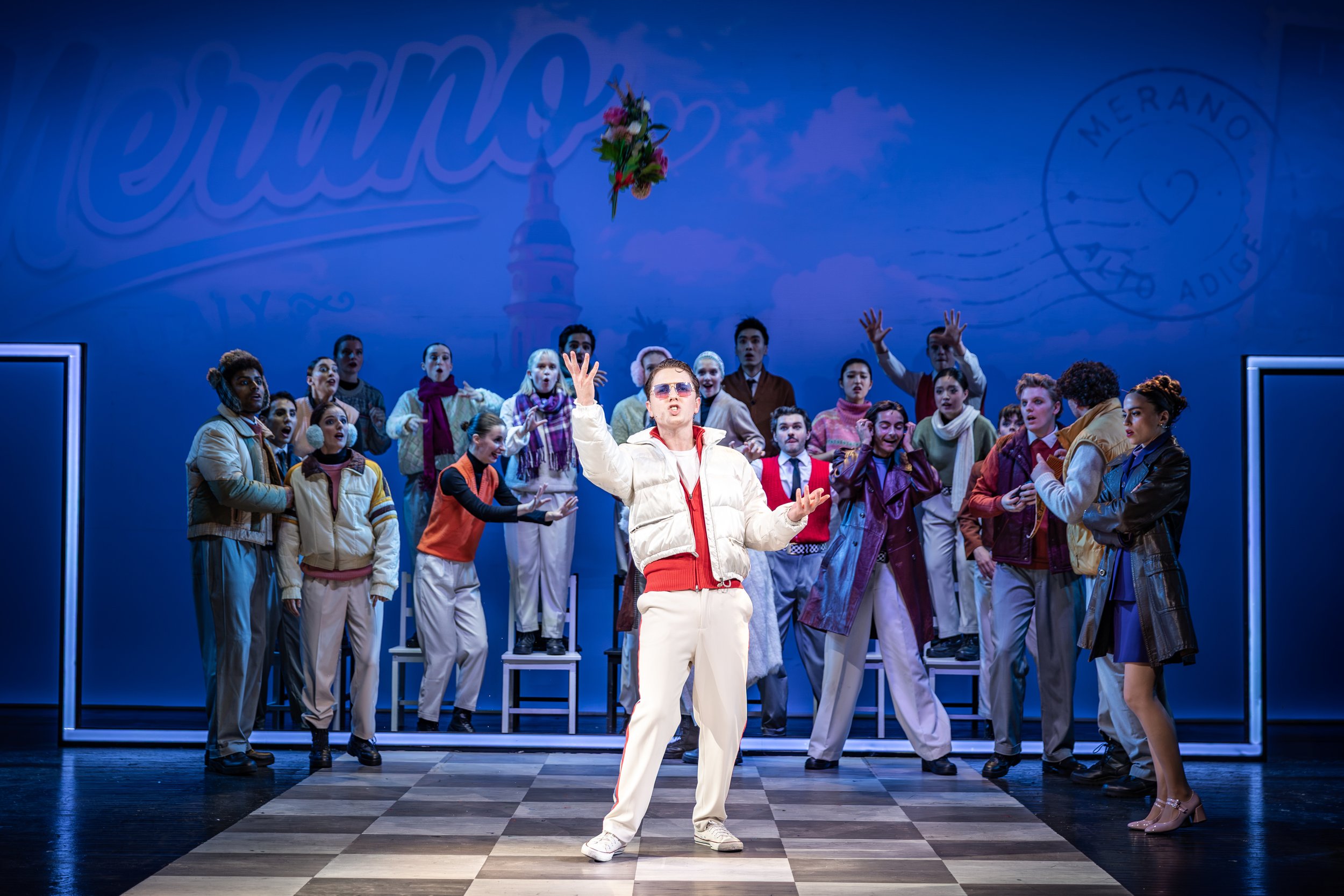  “ Andrzej Goulding  does an excellent job at ensuring that the chess of Chess is evident in his set and video design, using live videography that was reminiscent of Jamie Lloyd’s  Evita  to effectively portray the live broadcasting throughout. Both 