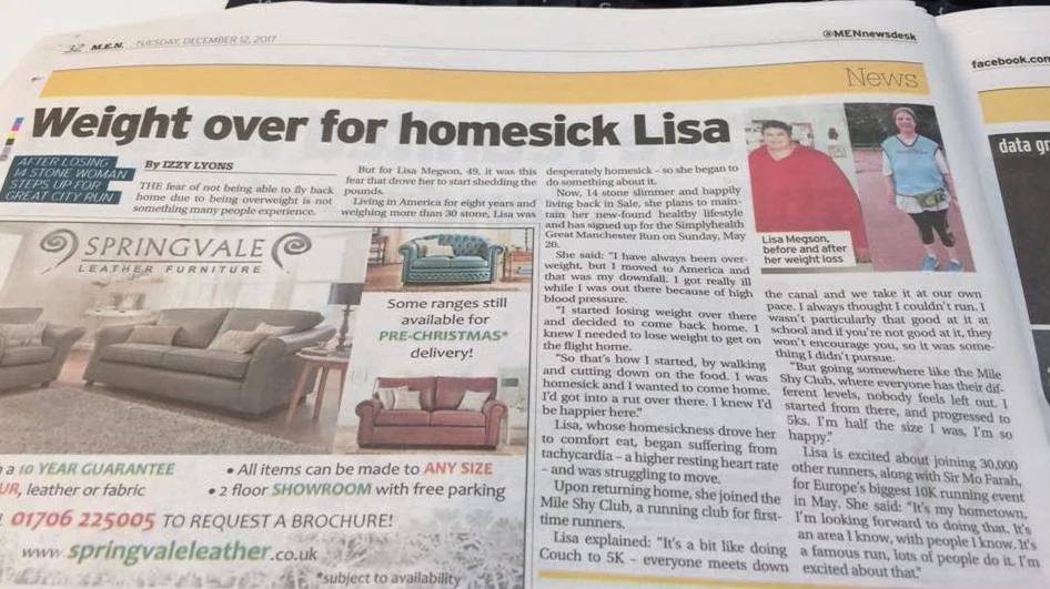 #MileShyClub runner Lisa features in the Manchester Evening News