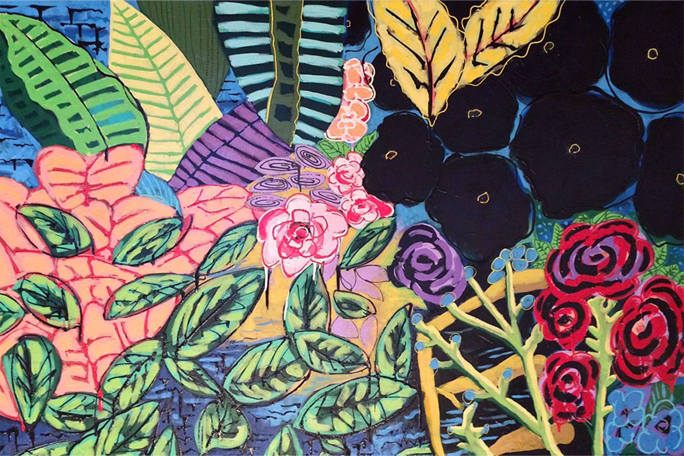 Center of the garden, acrylic on canvas, 48" x 65", COMMISSION