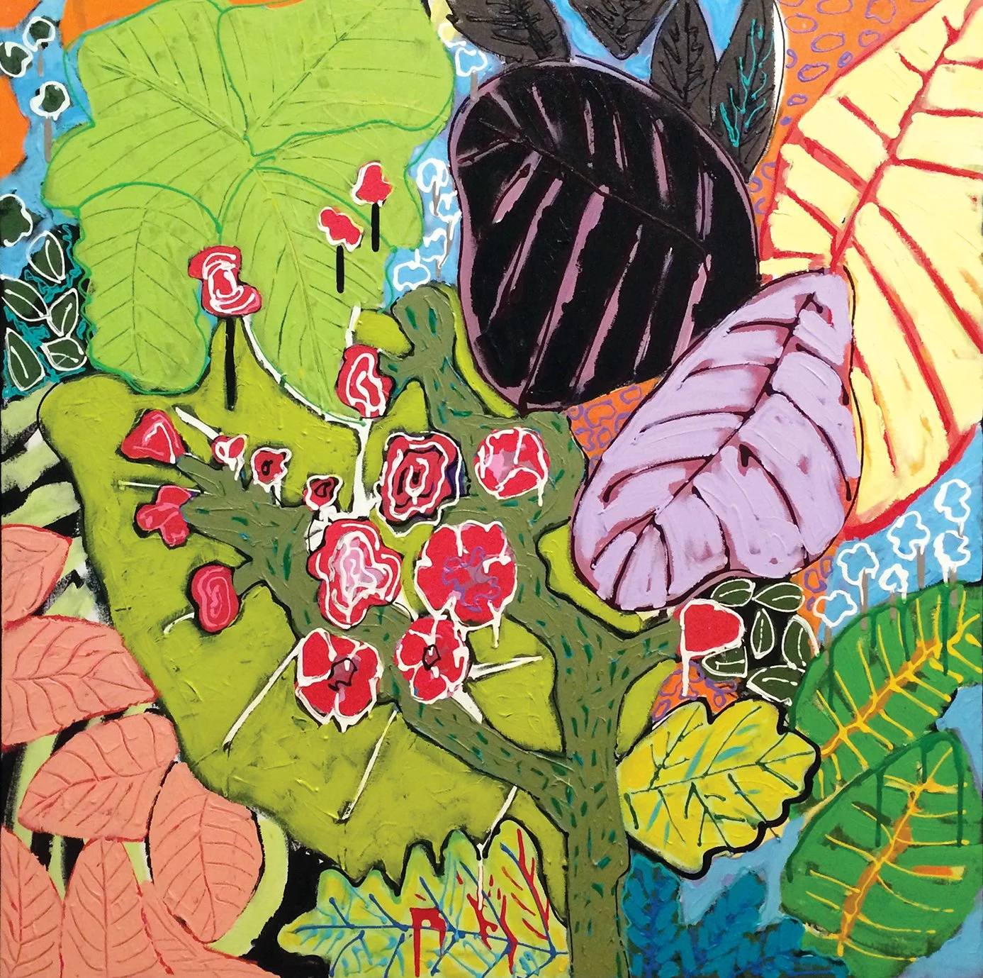 Bloom Time, acrylic on canvas, 36" x 36",  St. Joseph Hospital East, Fountain Court